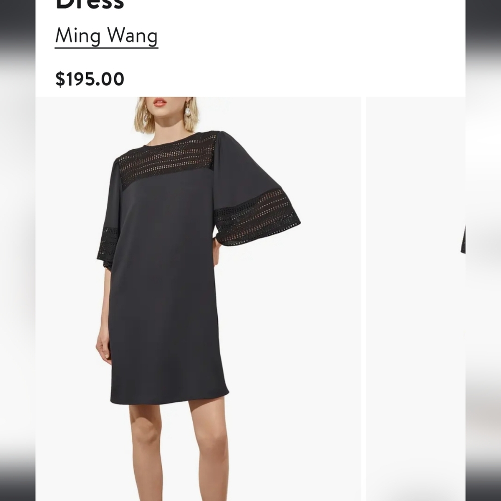 Ming Wang Black Dress with Textured Detail. NWT